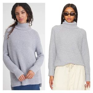 525 America Stella Iceberg Light Blue Cotton Oversized Turtleneck Sweater Size S